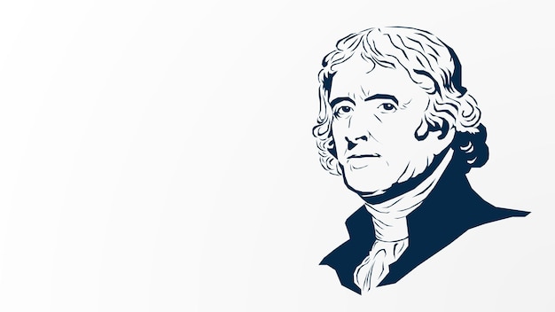 Vector thomas jefferson vector illustration achtergrondbanner en posterwitte achtergrond met kopieerruimte.