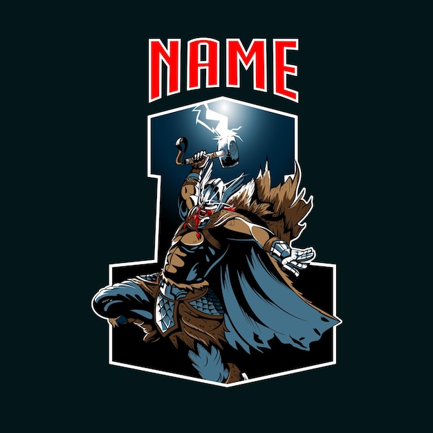 Vector thor the norse god of thunder insignia style illustration