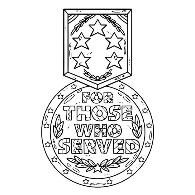 For Those Who Served Medal Isolated Coloring Page