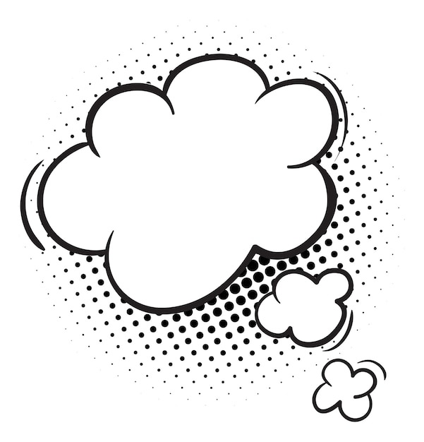 Thought cloud template Comic thinking bubble with halftone effect