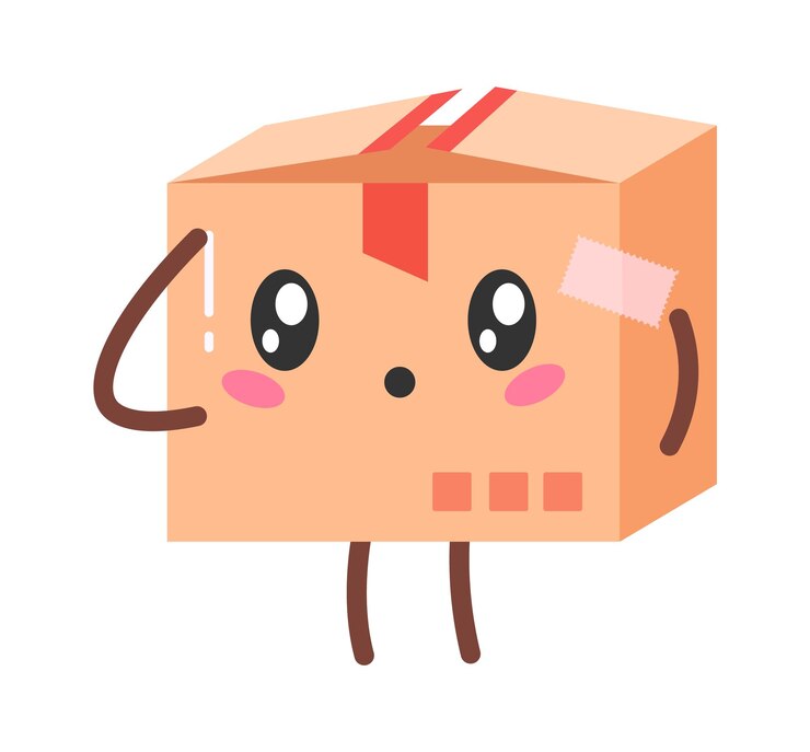 Vector thoughtful cartoon parcel delivery service vector illustration