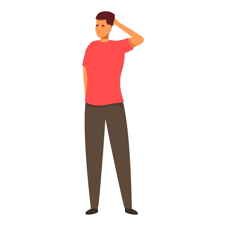 Vector thoughtful man scratching his head making decision