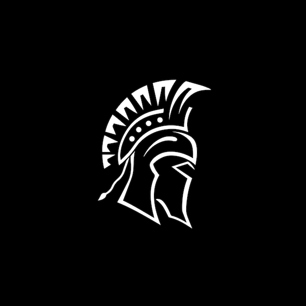 Vector thracian gladiator helmet as a minimalist logo black and white