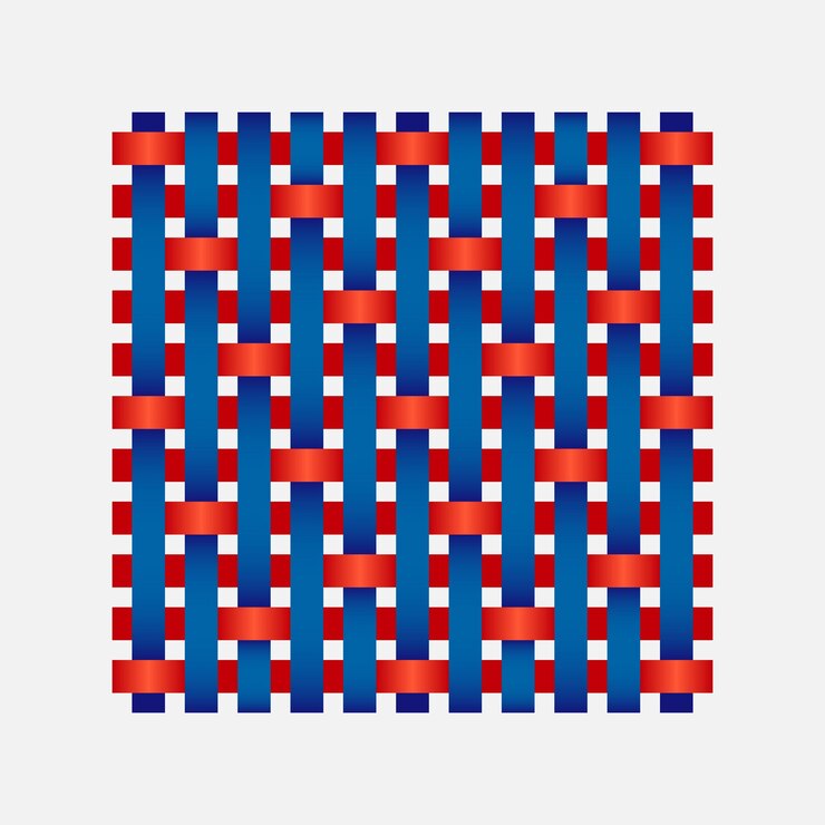 Vector thread crossing pattern in satin weave fabric