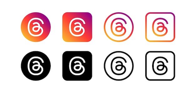スレッドロゴタイプ メタソーシャルアプリ アイコン 新しいアプリケーション インスタグラムによるコミュニケーションサービス 編集ベクトル
