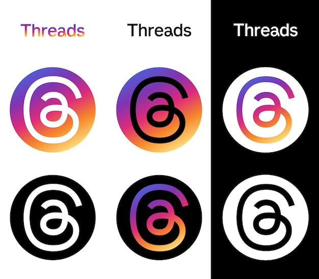 スレッド ロゴ ベクトル セット EPS SVG AI ダウンロード スレッド ロゴタイプ パック スレッド instagram メタのロゴ