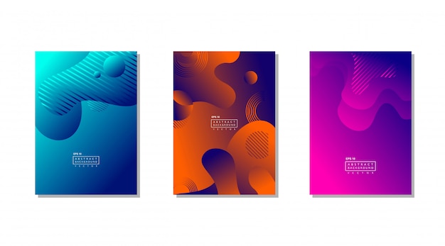 Three abstract background color with fluid shapes