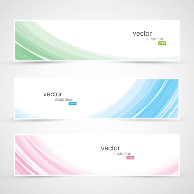 Vector three abstract and colorful waves banners vector