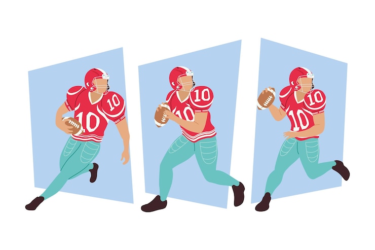 Vector three american football players