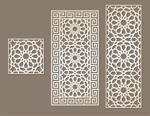 three Arabesque motif panel