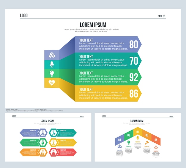 three arrow set presentation slide and powerpoint template