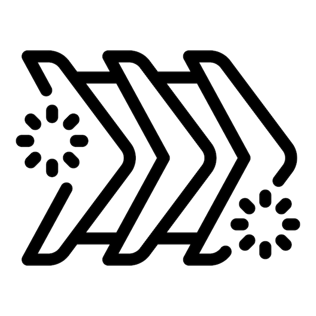 Three arrows pointing right with loading circles showing data transfer progress