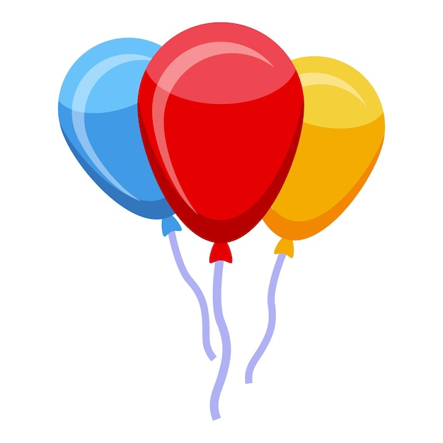 Three balloons floating celebrating a party or special occasion