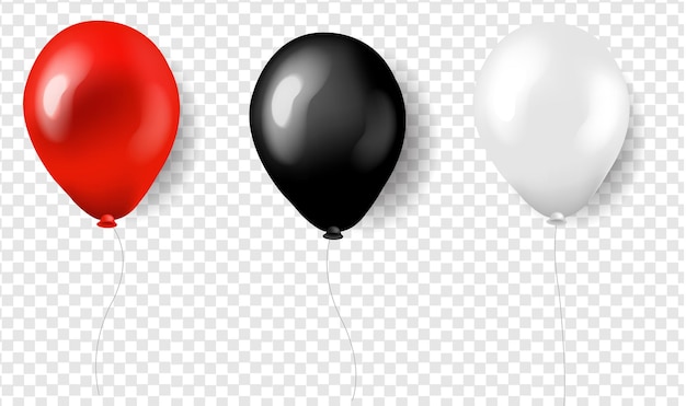 Three Balloons Red White And Black.