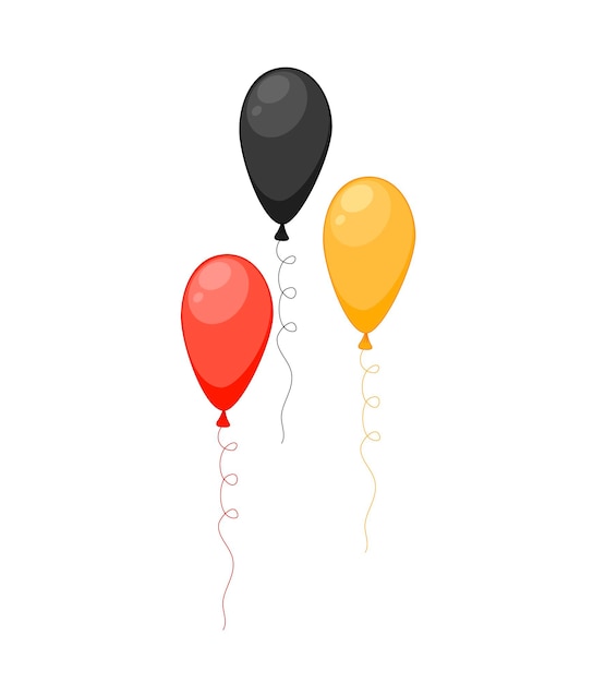 Three balloons on a white background. Cartoon style. Vector illustration.