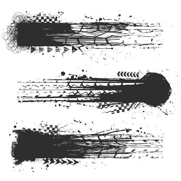 Vector three black grunge banners