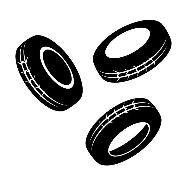 Three black tires