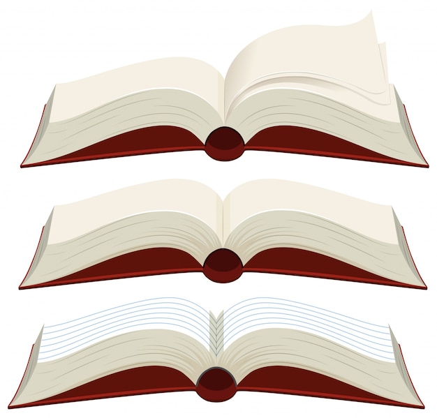 Vector three blank books with red covers