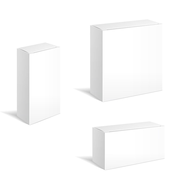 Three blank white boxes of different sizes and orientations Vector