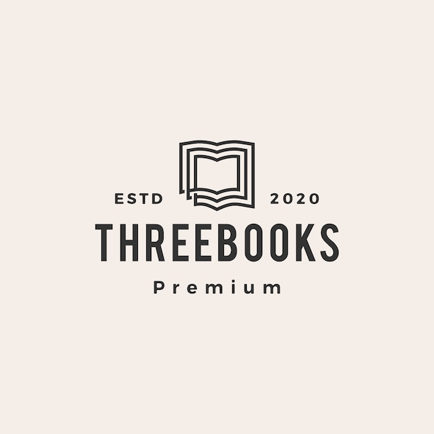 Three books hipster vintage logo