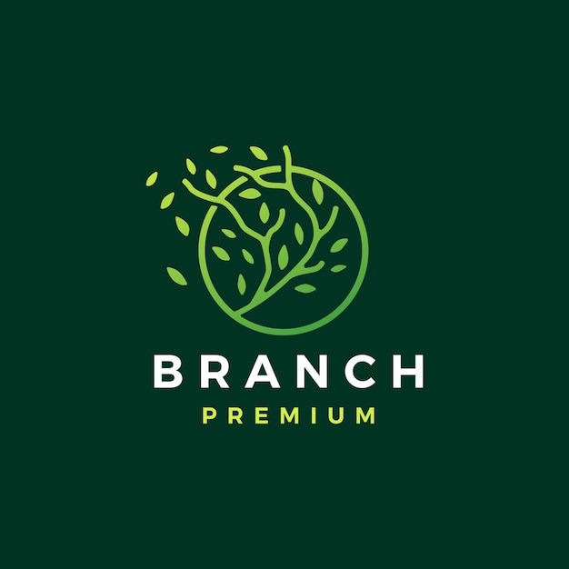 Three branch circle leaf tree logo template