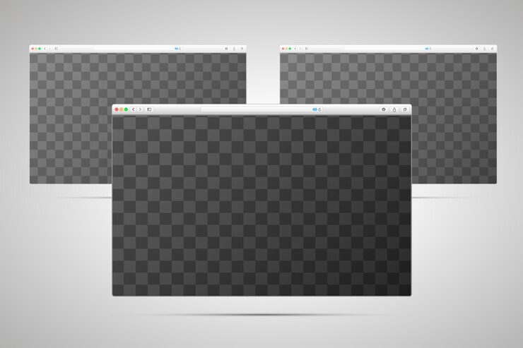Vector 画面用の透明な場所を持つ3つのブラウザーウィンドウ