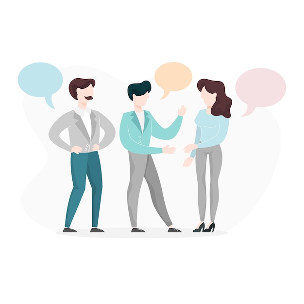 Premium Vector | Three business person stand and talk. businessman