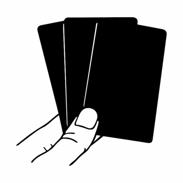 Three cards in human hand