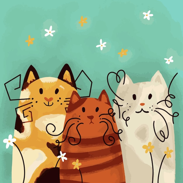 三匹の猫のアニメ
