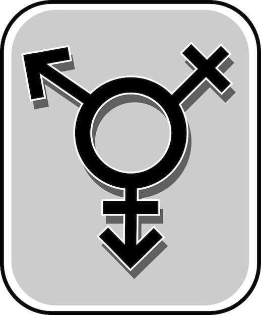 Vector three characters.a sign of gender and orientation. toilet room sign . black color on a gray background in a frame.