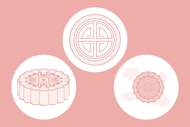 Three chinese moon festival set icons