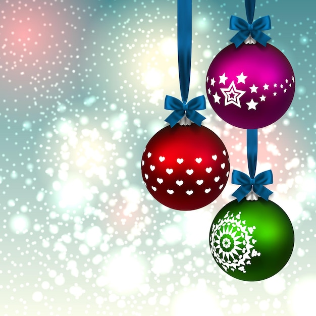 Three christmas balls on background