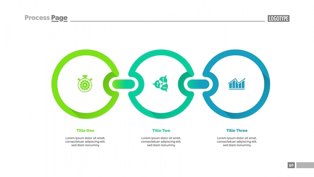 Vector three circles process chart slide template