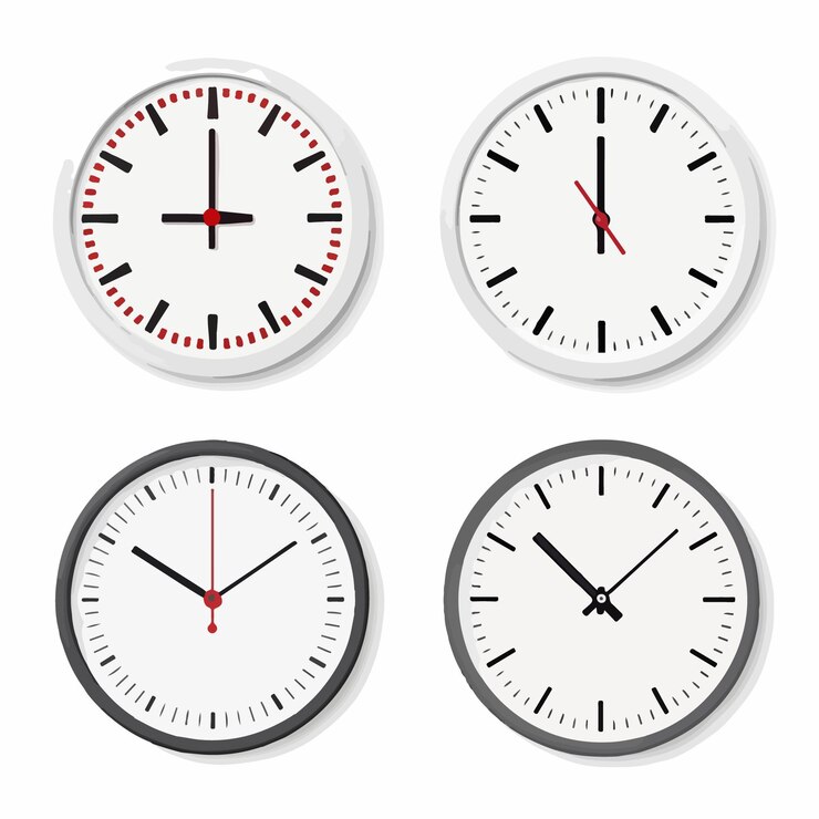 Vector three clocks with different time zones one has the time as 4 15