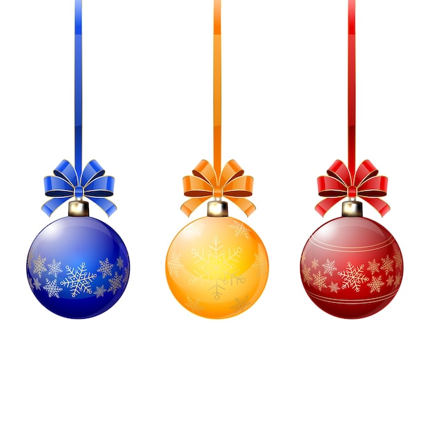 Three colorful Christmas balls