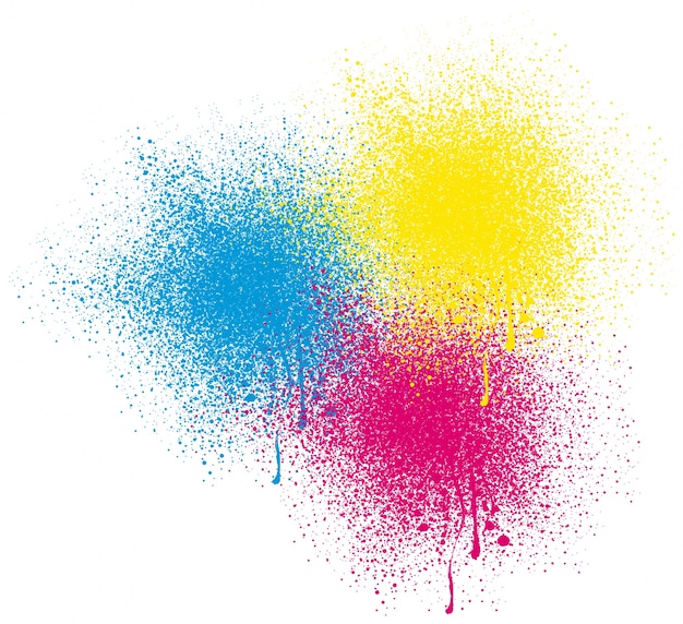three colors spray on white background