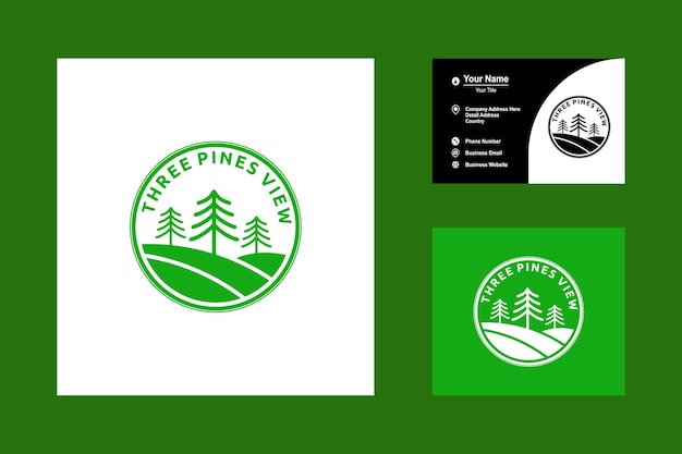 Three Conifer Pine Trees in a Forest or Park Simple Vector Logo Icon for Nature Apps and Websites