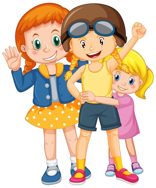 three girl friends cartoon