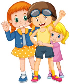 Personaggio dei cartoni animati di tre ragazze carine