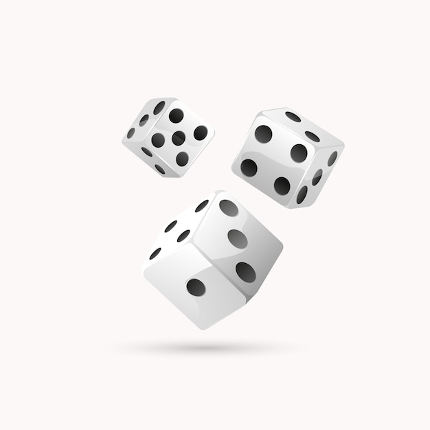 Three dices with black dots isolated on white