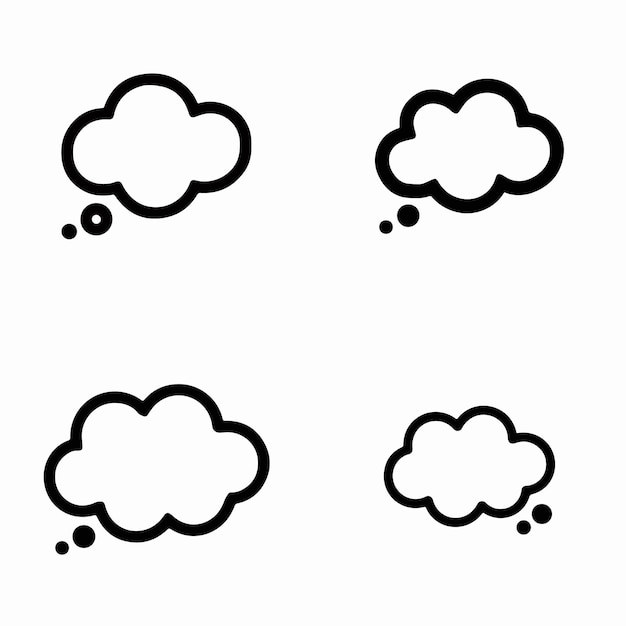 白い背景の雲と泡の3つの異なる画像
