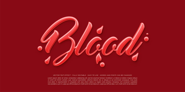 Three dimension modern text blood with editable style effect template