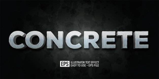 Three dimension text concrete editable style effect template