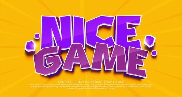 Three dimension text nice game editable style effect template