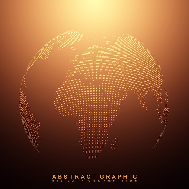 Three-dimensional abstract background planet. dotted world globe
