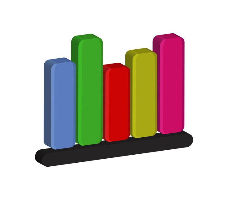 Vector three-dimensional bar chart