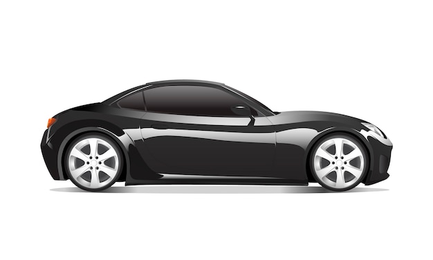 Vector three dimensional image of black car isolated on white background