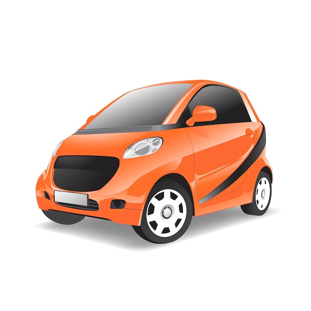 ベクトル 白い背景に隔離されたオレンジ色の車の三次元イメージ