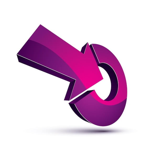 Vector three-dimensional vector symbol with an arrow directed into the target. achieve goal business conceptual 3d icon.