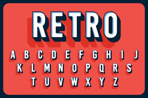 Vector three-dimensional vintage alphabet